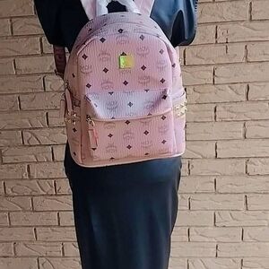 MCM Blush Pink Backpack with Gold Accents